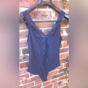 3/$15 Lacy Ambiance Bodysuit in Navy Blue